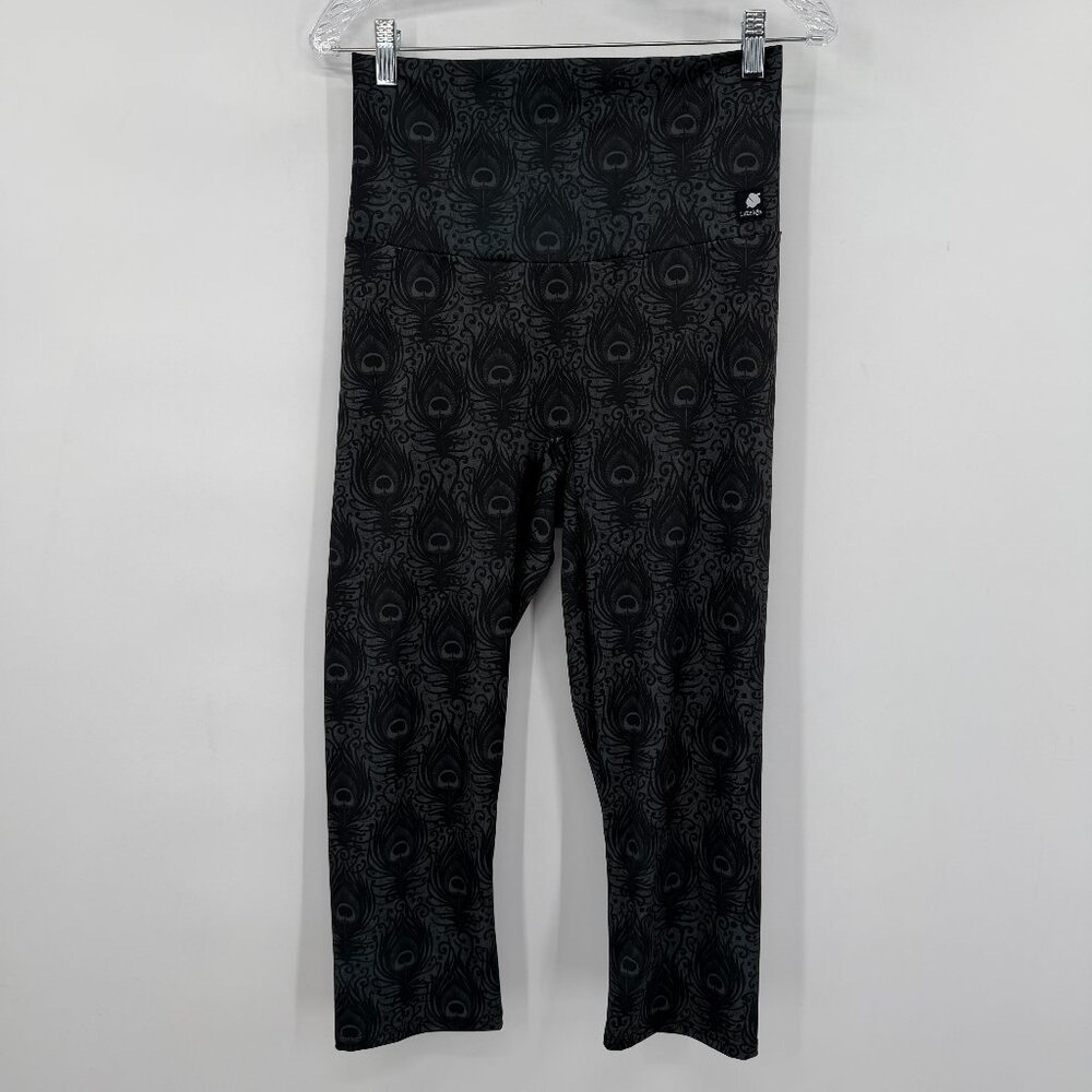 Lineage Peacock Feather Print Leggings High Waist XL Athleisure Yoga